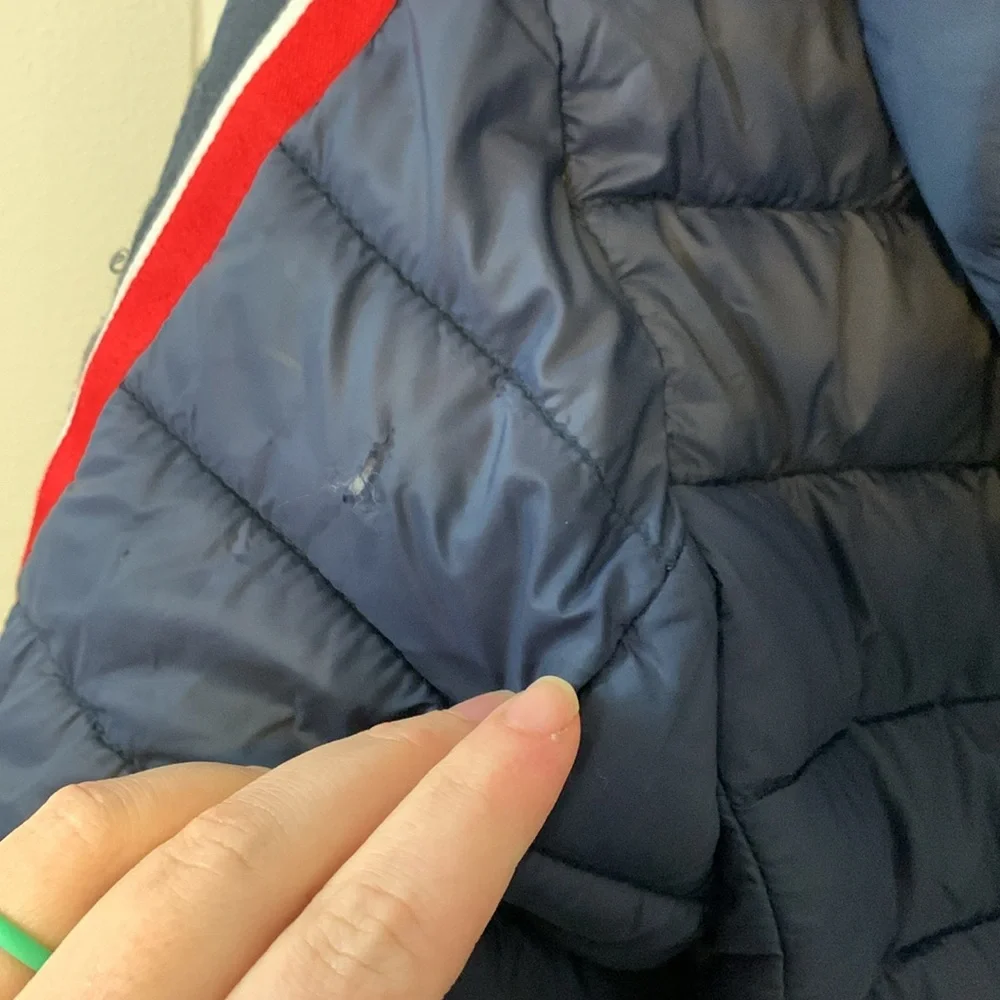 ZYIA Telluride Navy Stripe Puffy Coat Size Medium